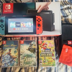 Nintendo switch bundle carrying case six games