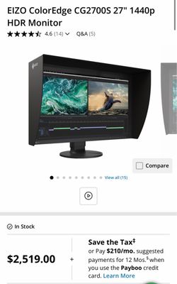 EIZO ColorEdge CG2700S-BK 27" Class WQHD LCD Monitor