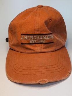 Vintage Y2K Abercrombie & Fitch Orange Leather Strapback Distressed Hat Cap OS