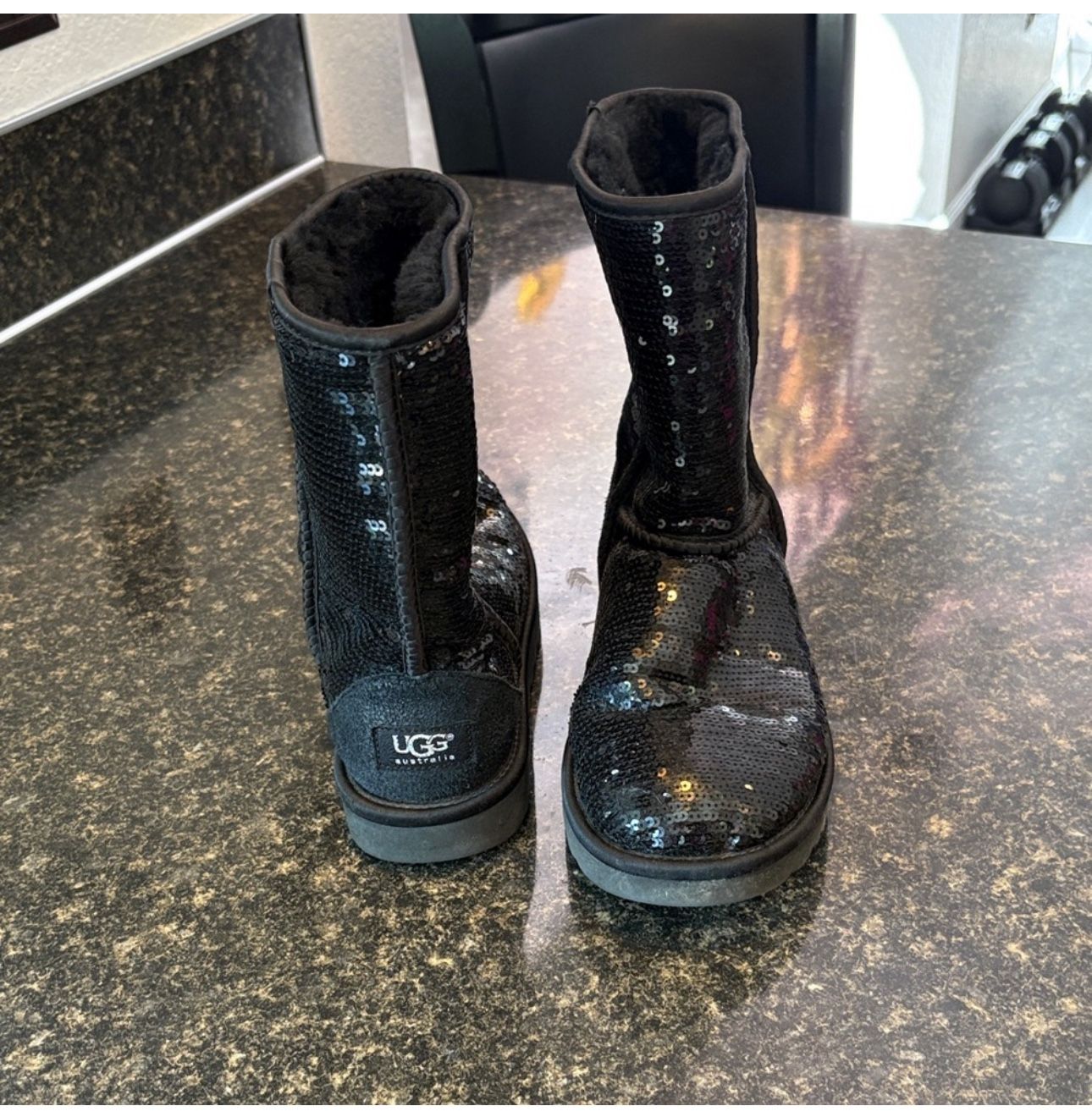 Ugg Mid Calf Black Sequin Boot