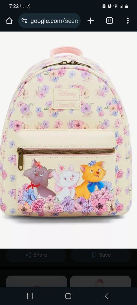 NWT. Aristocats Trio Loungefly Mini Backpack. 