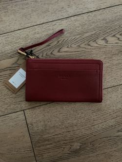 Brand New Margot New York Red Leather Wristlet Wallet