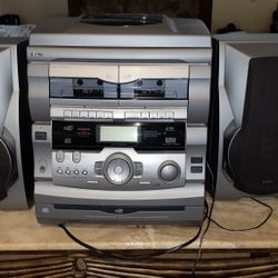 Gpx S7794 4ohm Stereo System 5Cd Player Dual Tape Belt TurnTable Recording AM/FM