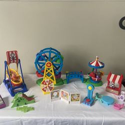 2003 Peppa Pig Fun At Carnival Playset With Pirate Ship And Extra Accessories 
