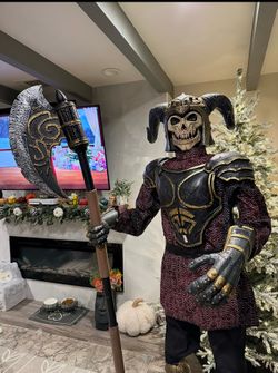 6 Foot Tall Grave & Bones Grave Warrior - Static Halloween Prop - Read Description