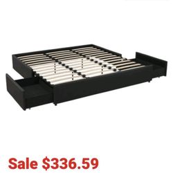  King-size 2-drawer Platform Storage Bed Frame