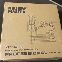 NEU MASTER Electric Brad Nailer, NTC0040 Electric Nail Gun/Staple Gun for Upholstery, Carpentry and Woodworking Projects, 1/4'' Narrow Crown