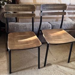 Cyprus Commercial Grade Solid Wood Dining Chair with Black Metal Frame and Antique Copper Finish