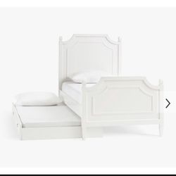 Pottery Barn Twin Bed frame with trundle, brown