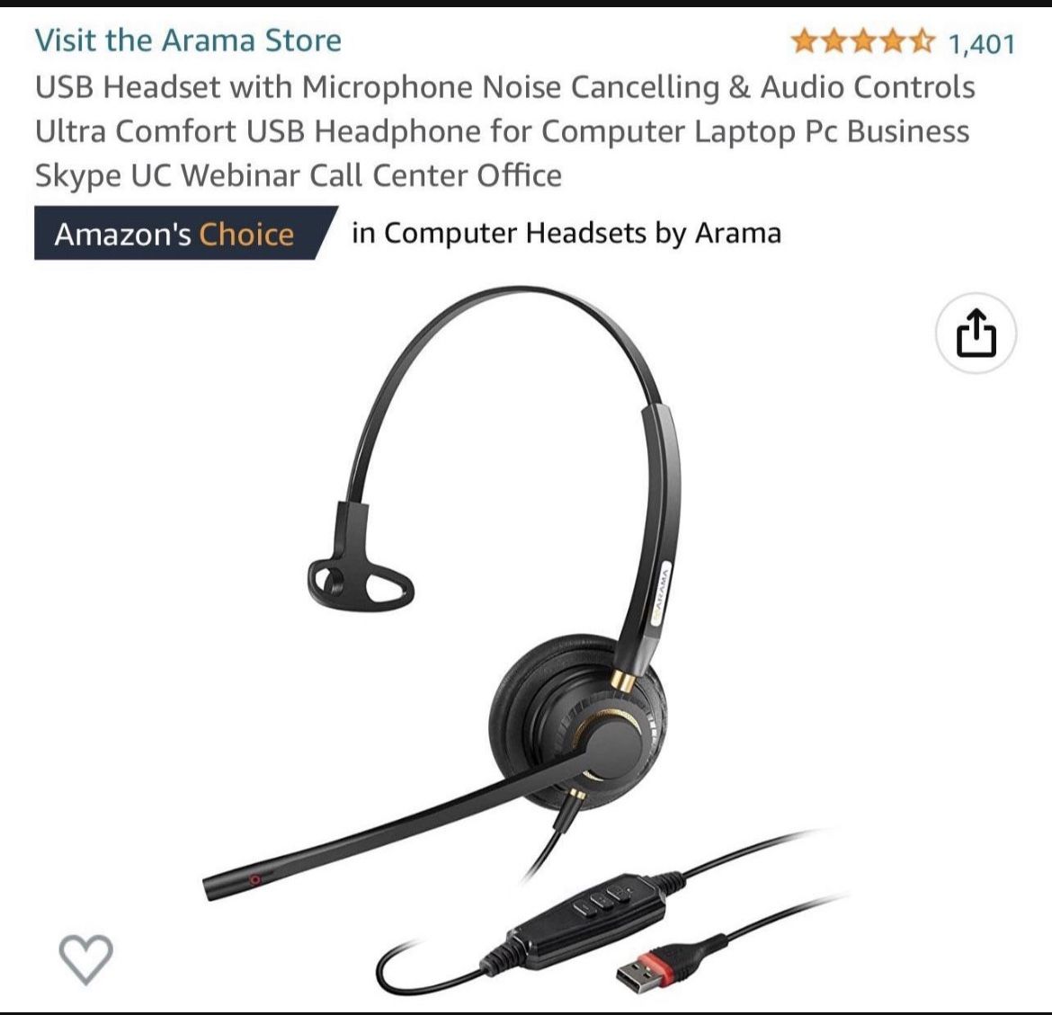 USB Headset with Microphone Noise Cancelling & Audio Controls Ultra Comfort USB Headphone for Computer Laptop Pc Business Skype UC Webinar Call Center