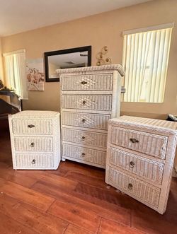 Ivory Rattan Dresser Set