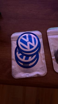 Set of 4 Volkswagen VW 3-Inch Wheel Center Caps – Blue & Silver
