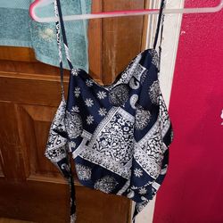 Plus Size Navy Blue Crop Top That Tie In The Back