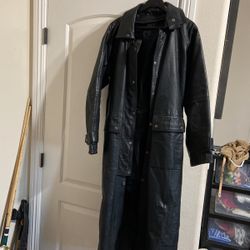 Winter Top Coat Pure Black Leather