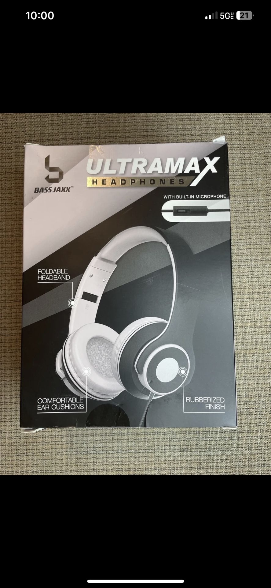 Bass Jaxx Ultramax Adjustable Over-Ear Headphones With Built-In Microphone