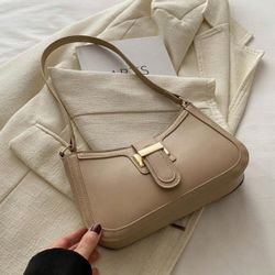 Elegant Leather Khaki Shoulder Bag