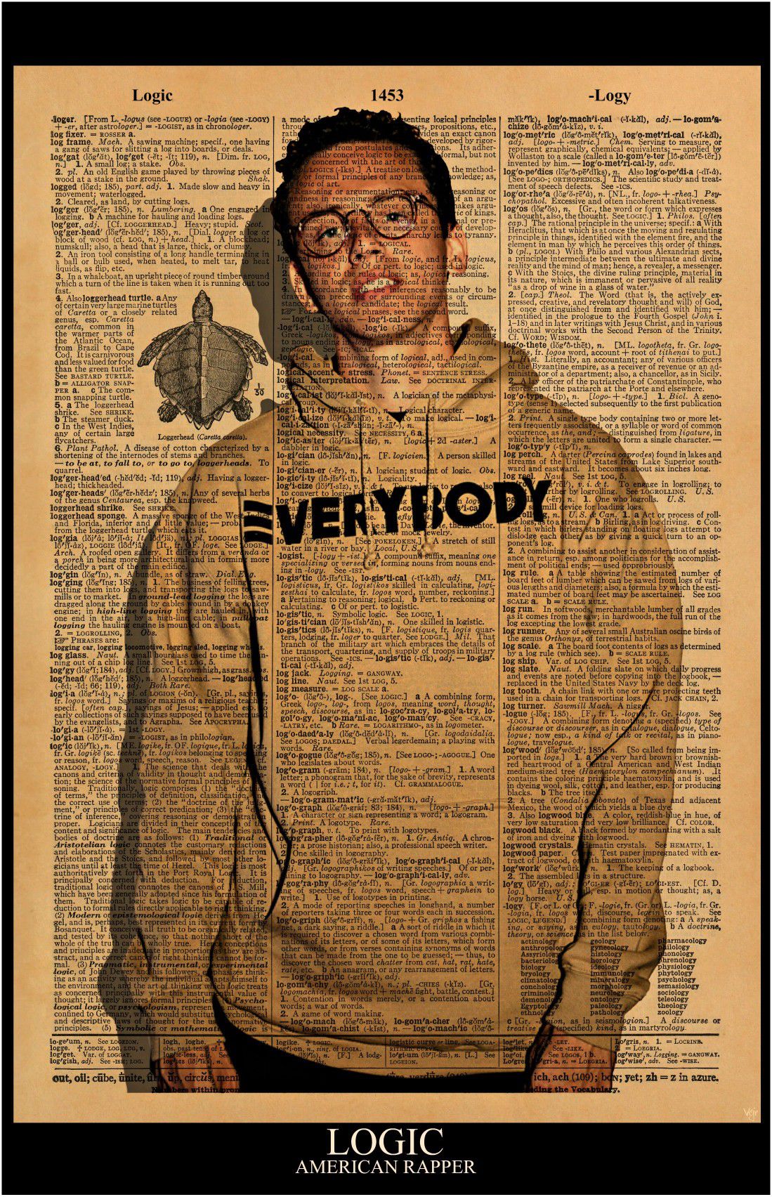 American Rapper LOGIC Print / Poster 11x17 Vintage Dictionary style on a page with the word LOGIC
