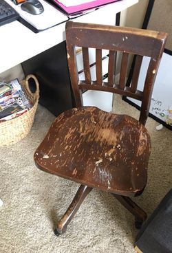 Vintage solid wood and metal desk chair