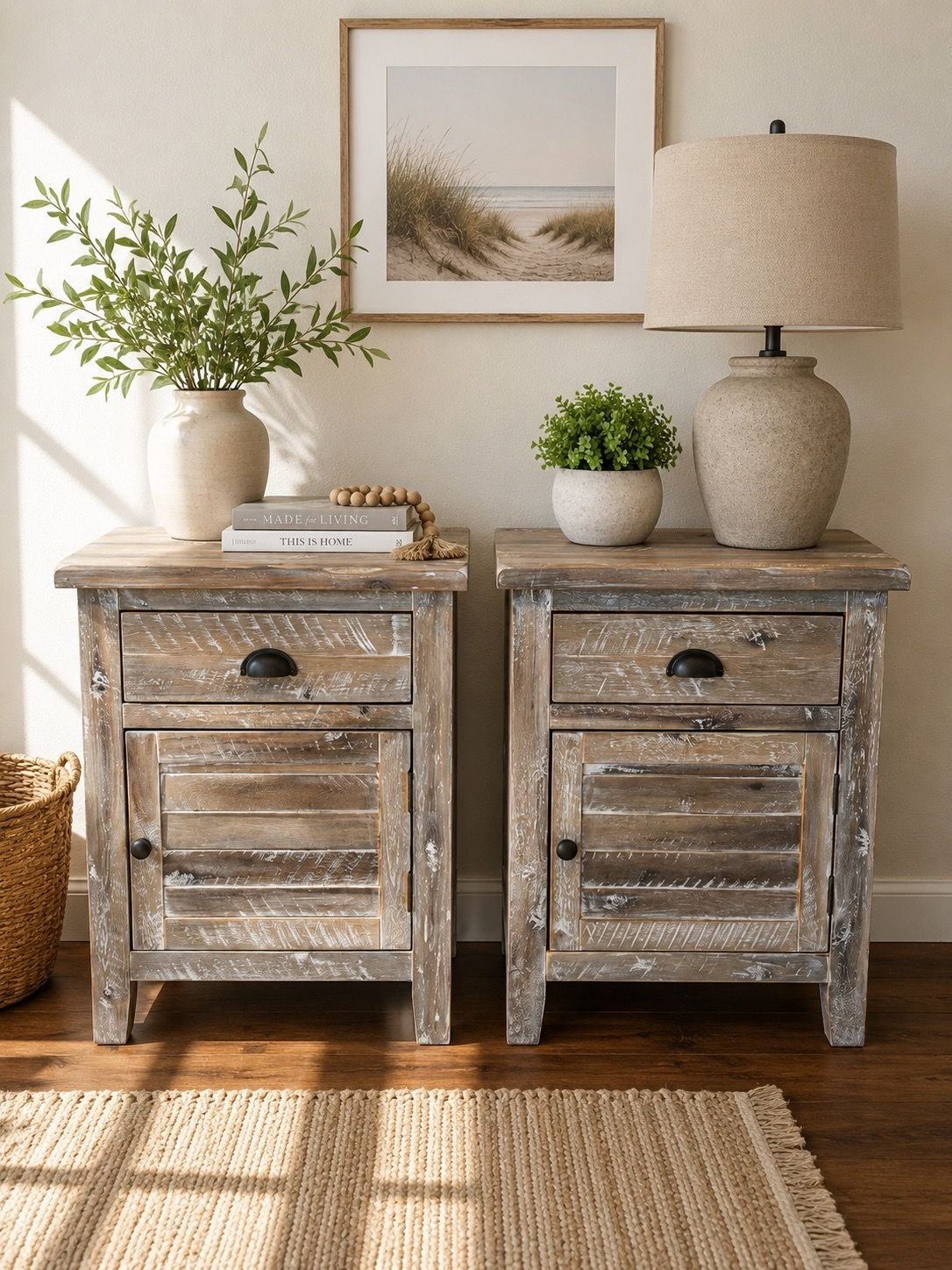 Rustic Coastal End Tables | Farmhouse Nightstands