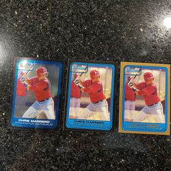 3 Varied TOPPS 1st Bowman Cards of Washington Nationals CHRIS MARRERO #DP2