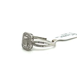 10kt White Gold 2 Tier Diamond Ring Rectangle Cluster .25ctw 2.90grams Size 7 165041 10