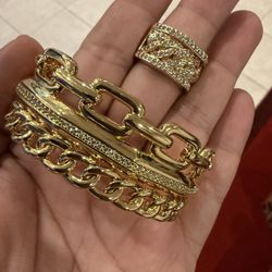 Bracelet Set Plated Gold 21 K 