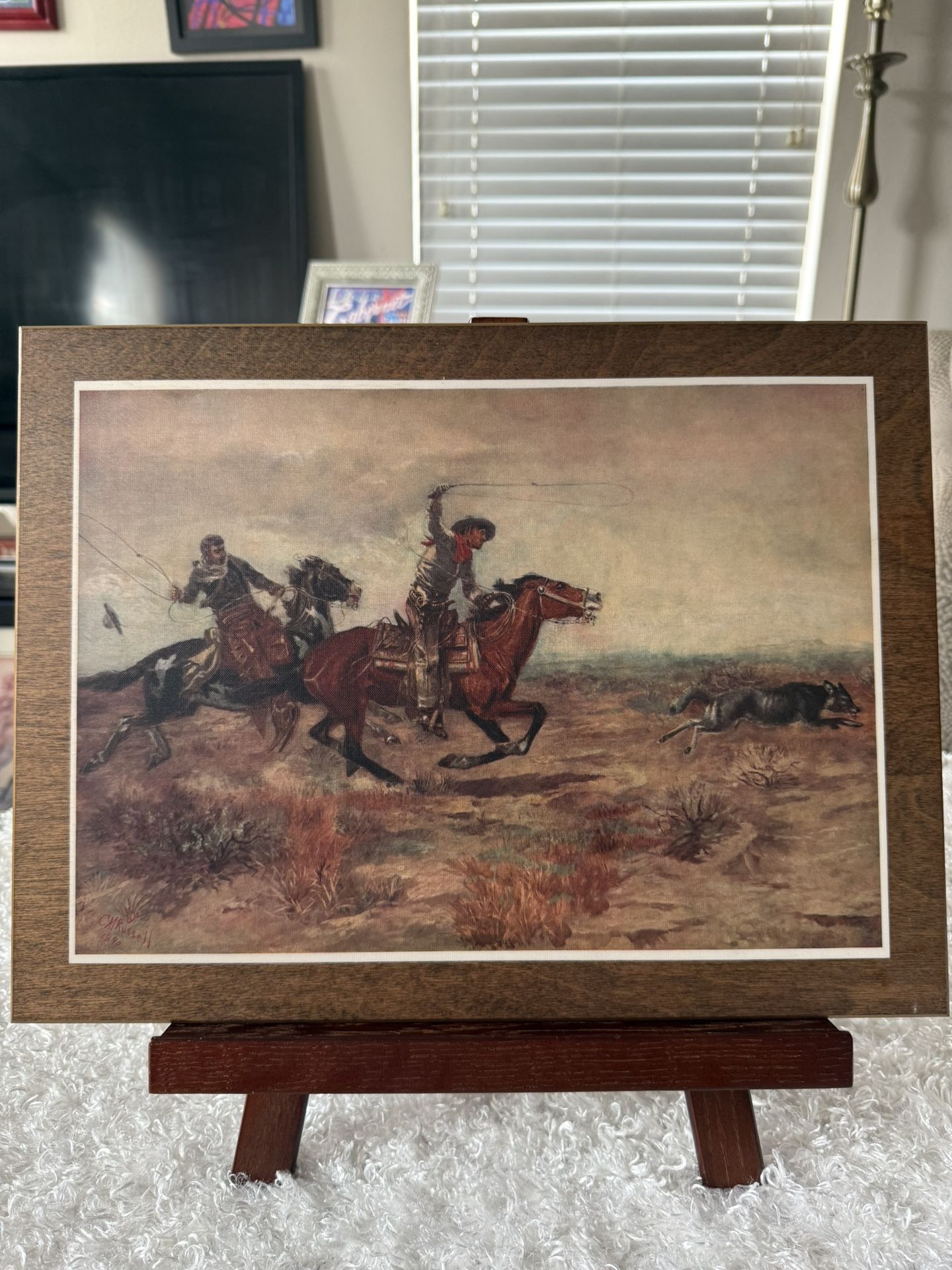 Vintage Framed Picture Signed In 1890 . Charles M. Russell 