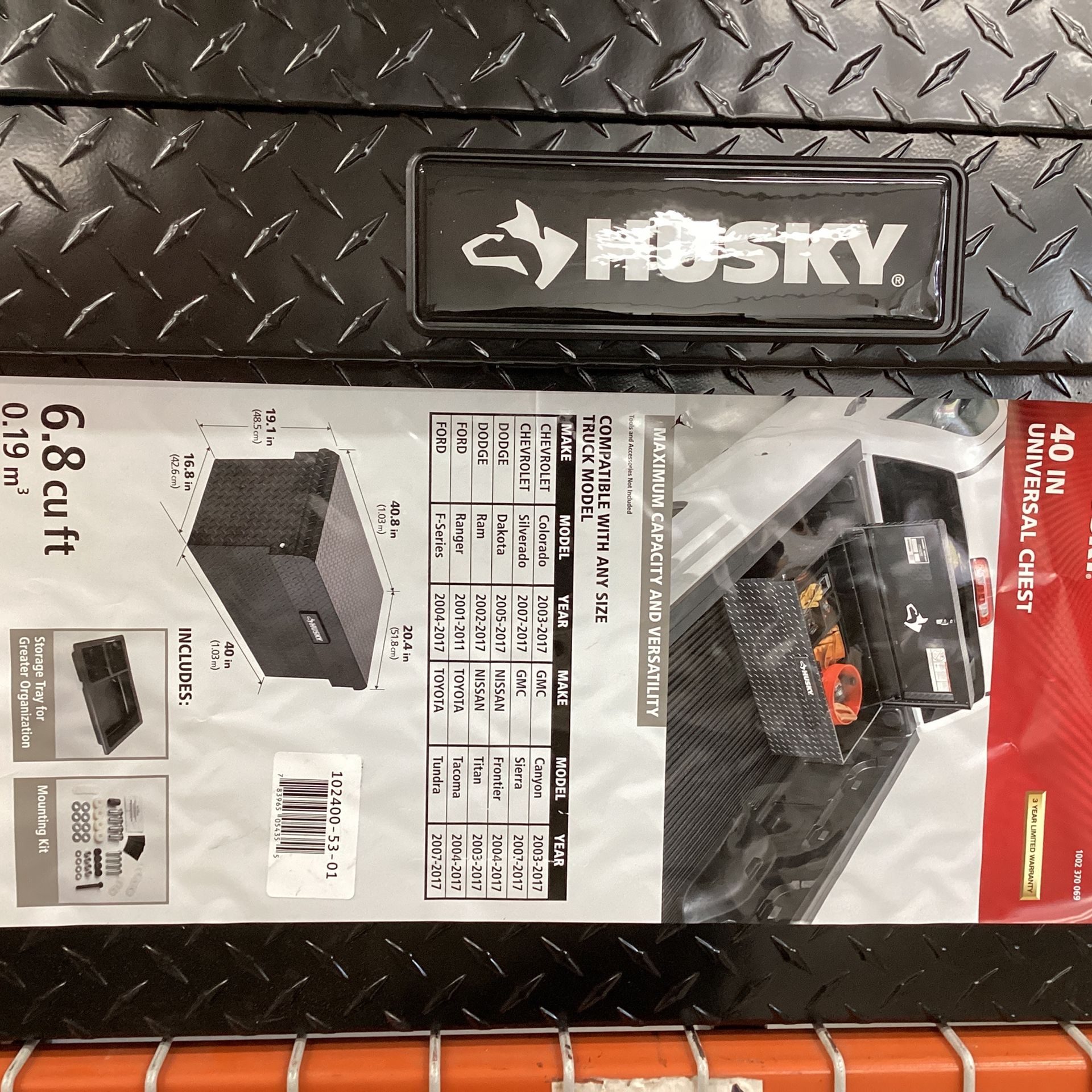 Husky 40.8 matte black aluminum full size chest truck tool box deals
