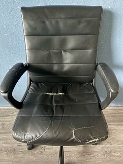 Black Leather Office Chair with Armrests