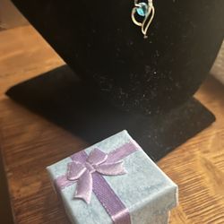 Silver Blue Topaz, Diamond Chip Necklace