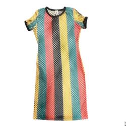 Bold & Fun Striped Mesh Dress