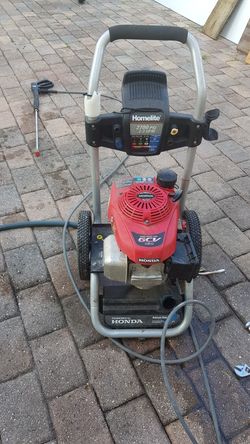 Honda pressure washer 2700 psi. Starts first pull. Works great. Hose and tips included