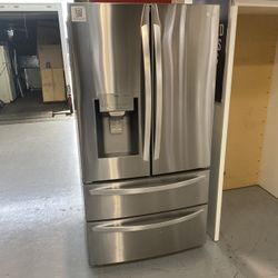 Stainless Steel 22 Cu. Ft. Smart Counter Depth Double Freezer Refrigerator 