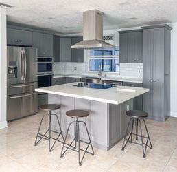 Modern Farmhouse Kitchen - All Wood Cabinets + Quartz Countertops Included