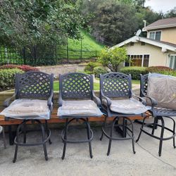 4 Outside Patio Bar Swivel Chairs