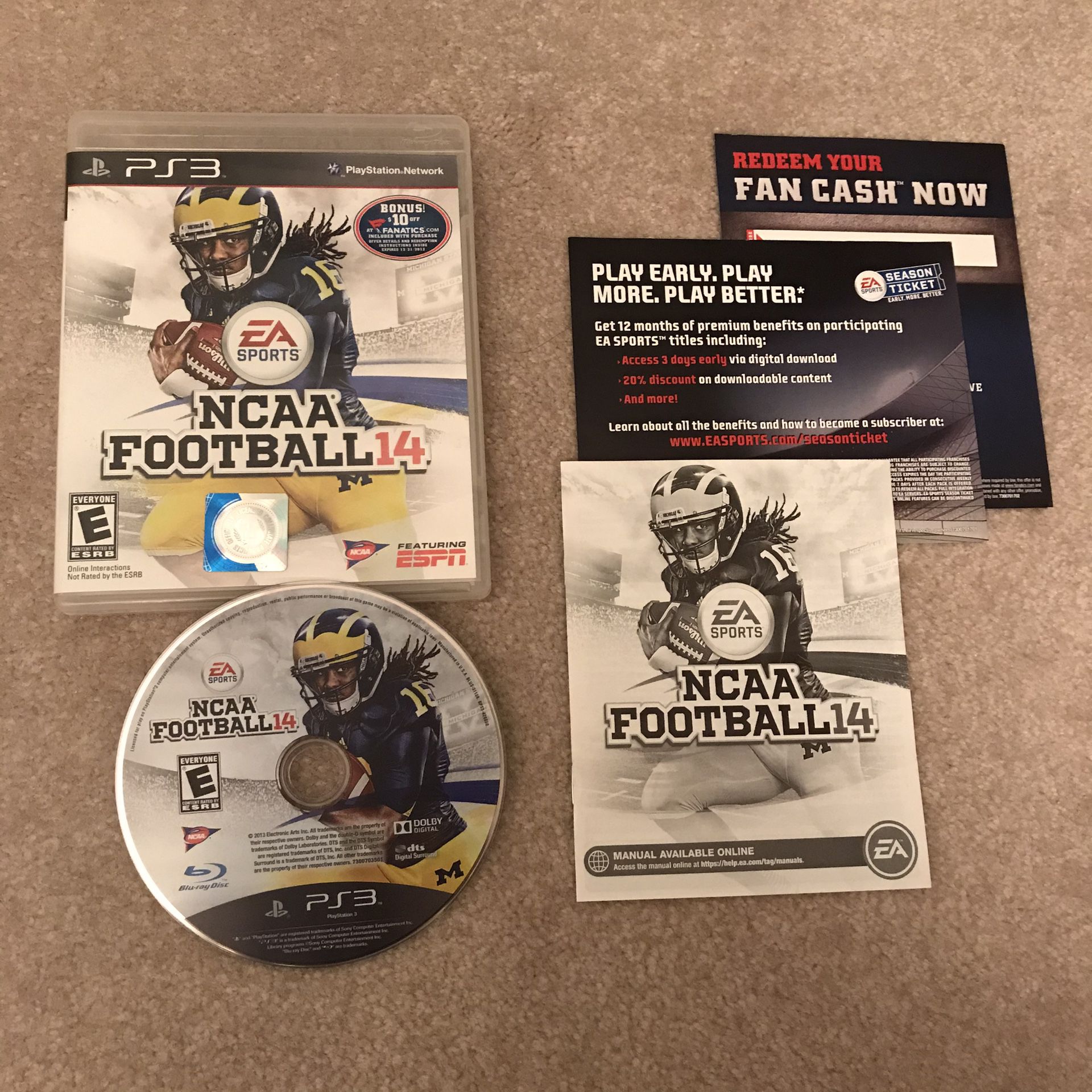 NCAA Football 14 Playstation 3 ps3 rare video game disc case manual complete