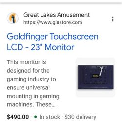22" Goldfinger touch screen monitor Normally About  $500