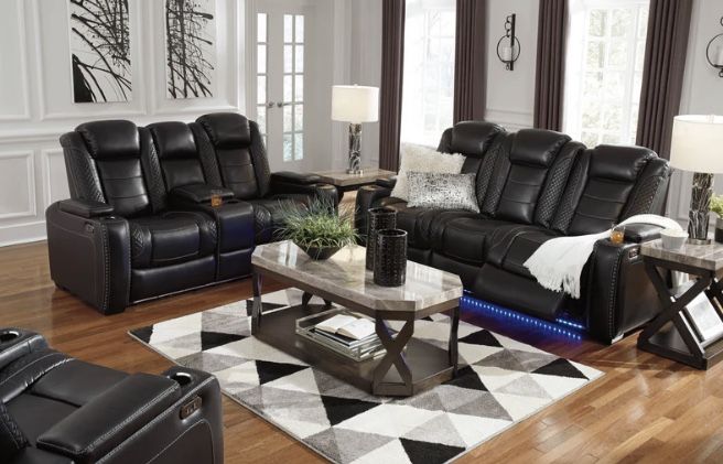 Party Time Midnight Power Reclining Living Room Set ( Sofa Loveseat