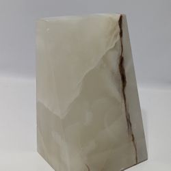 Carved White Onyx Stone Bookend or Sculpture Slab with Natural Veining 6 Inch

