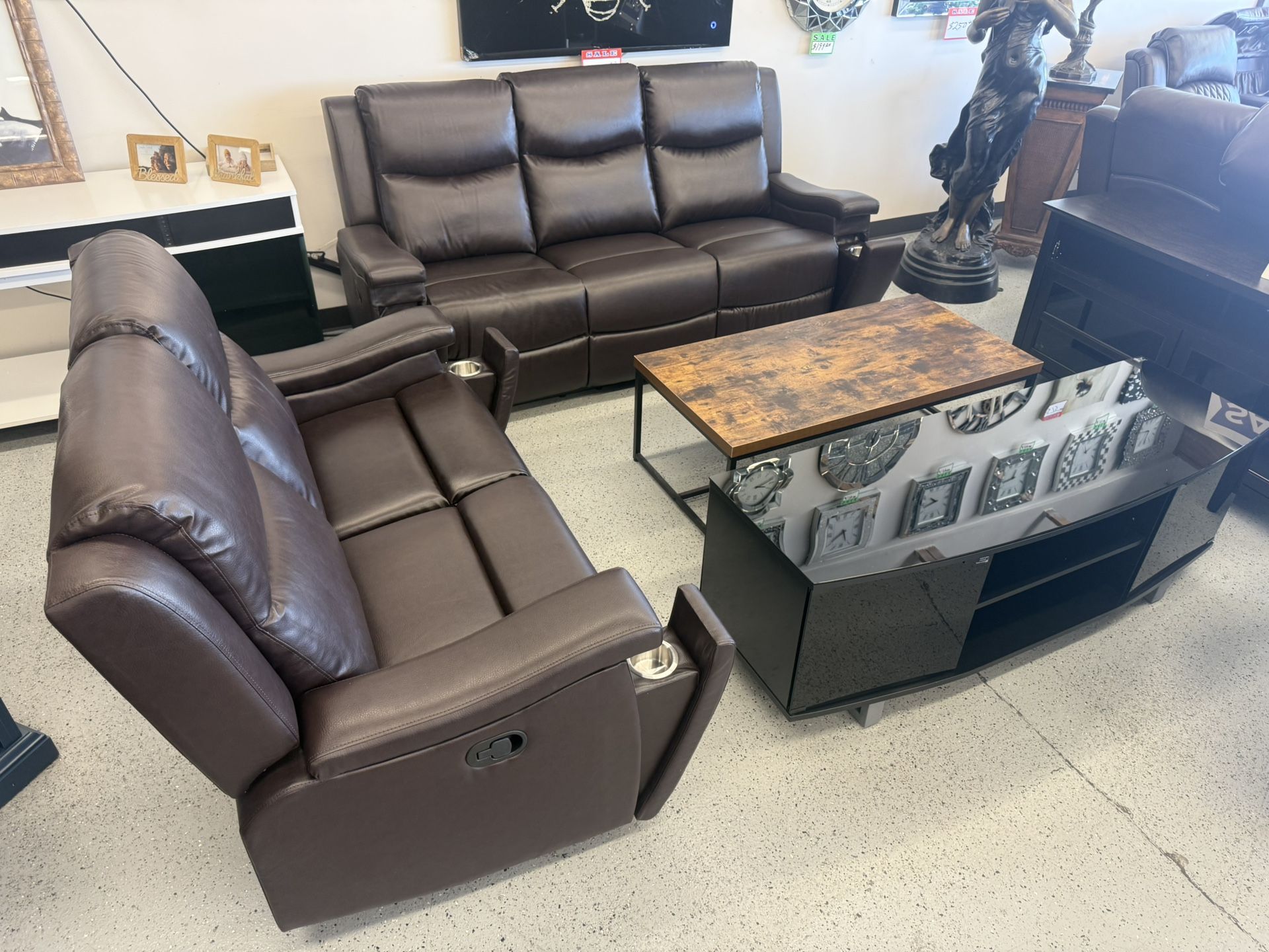 Furniture, sofa, sectional chair, recliner, couch, coffee table TV stand