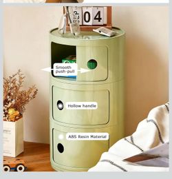Brand: Generic
Slim Green Nightstand Table - 3-Tier Corner Console for Bedroom & Bathroom Compact Storage Unit Small Bedside Cabinet Modern Design Ver