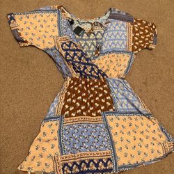New Small patchwork short casual dress boho hippie hippy shirt