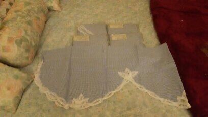 5 blue and white checked kitchen valances