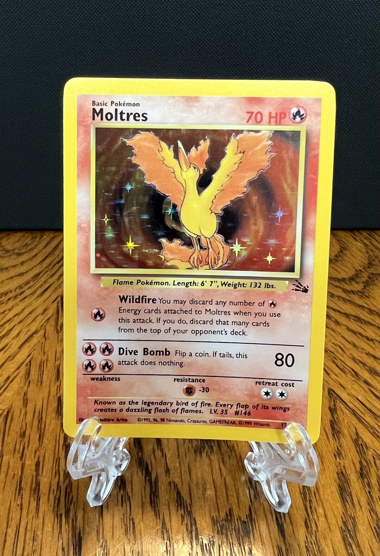 1999 Vintage WOTC Pokemon TCG Fossil Moltres Holo Foil