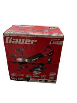 New BAUER 20V Cordless, 6-Tool Combo Kit with 3 Ah Battery, 1.5 Ah Battery, and Charger