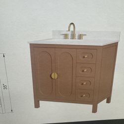 New* In Box Beautiful Coral/blush 27” Bathroom Vanity 