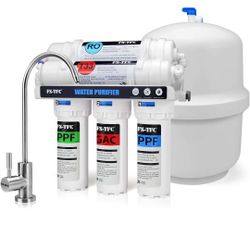 FS-TFC 5-Stage Reverse Osmosis Water Filtration System 100GPD Fast Flow Plus Extra 4 Filter for Free (FS-RO-100G-A)

