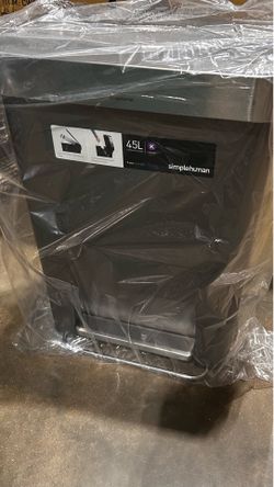 New SimpleHuman 12 gl Rectangular Kitchen Trash Can with Liner Pocket Grey -(2 Available)