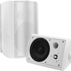 STUDIOFINIX 6.5 Inches Indoor Outdoor Bluetooth Speakers Waterproof Wired Wall Mount Active Speakers 400 Watt for Patio Garage,Deck,Backyard (White)