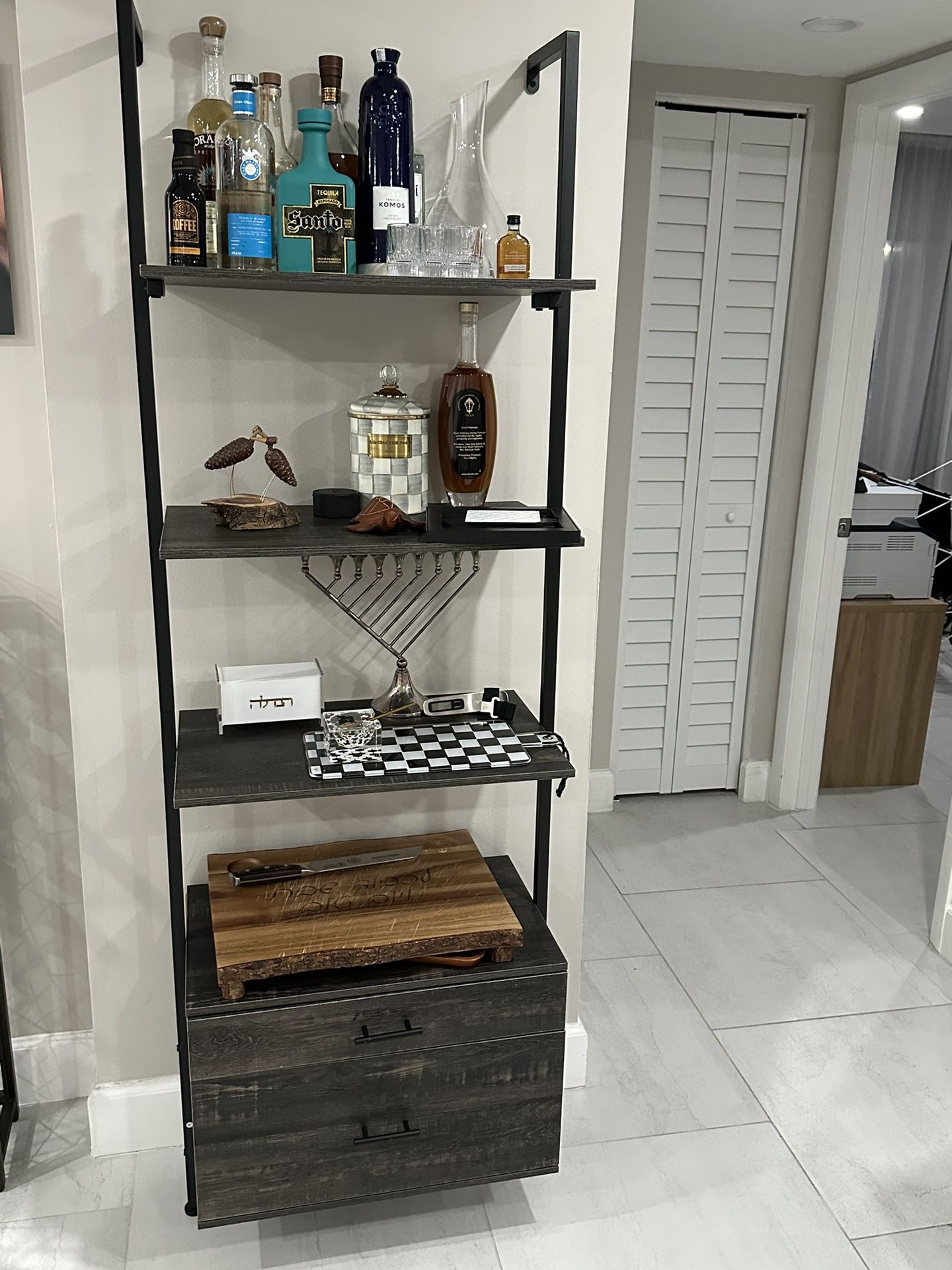 Wall Shelf For Wine, Alcohol Cabinet With 2 Drawers